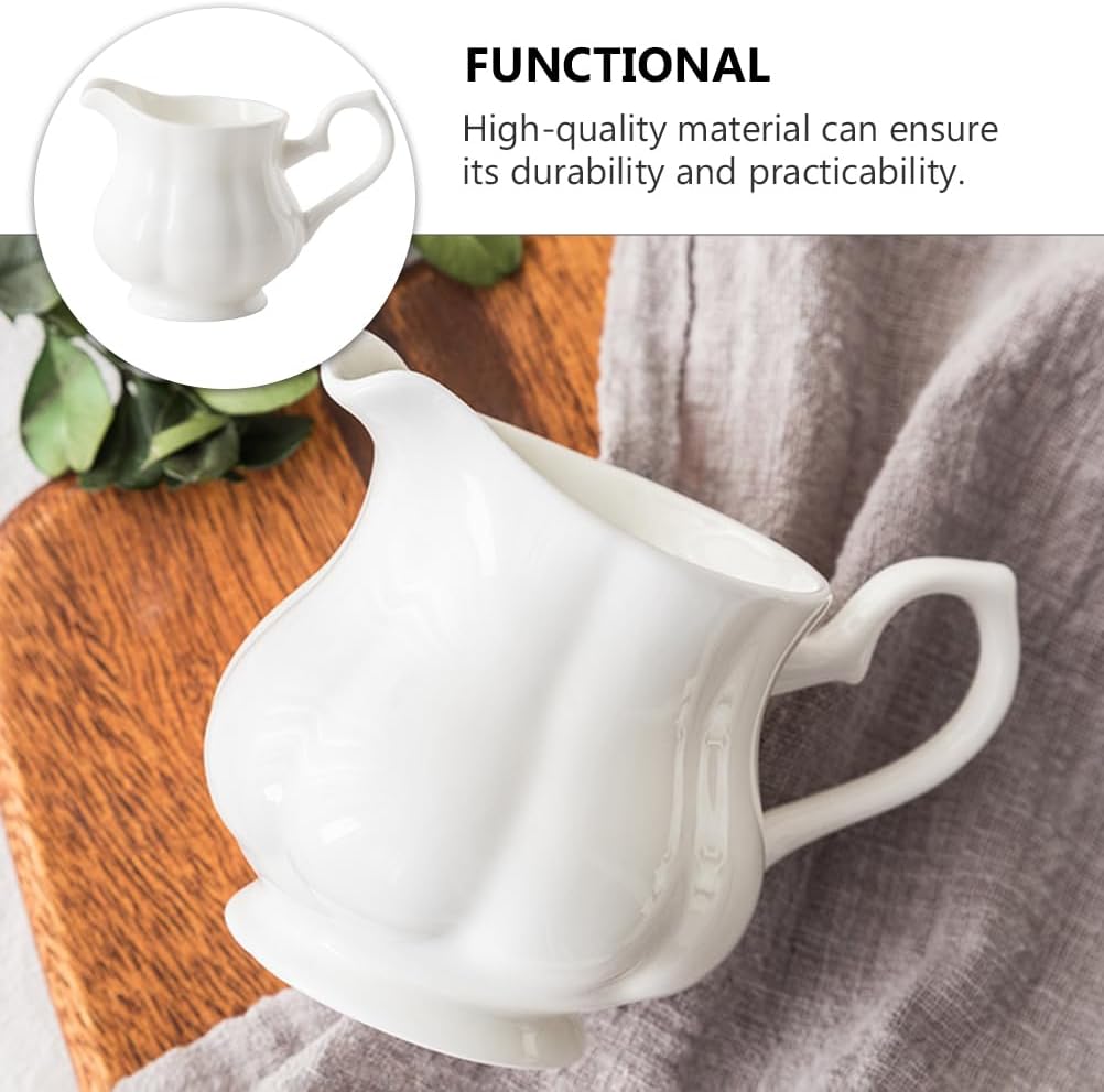 2 Pcs Milk Cup Espresso Shot Glass Mini Heater Coffee Jar Ceramic Tea Pitcher Soy Sauce Bowls Sauce Dish with Handle Mini Milk Pitcher Honey Creamer Concentrate Ceramics Set White