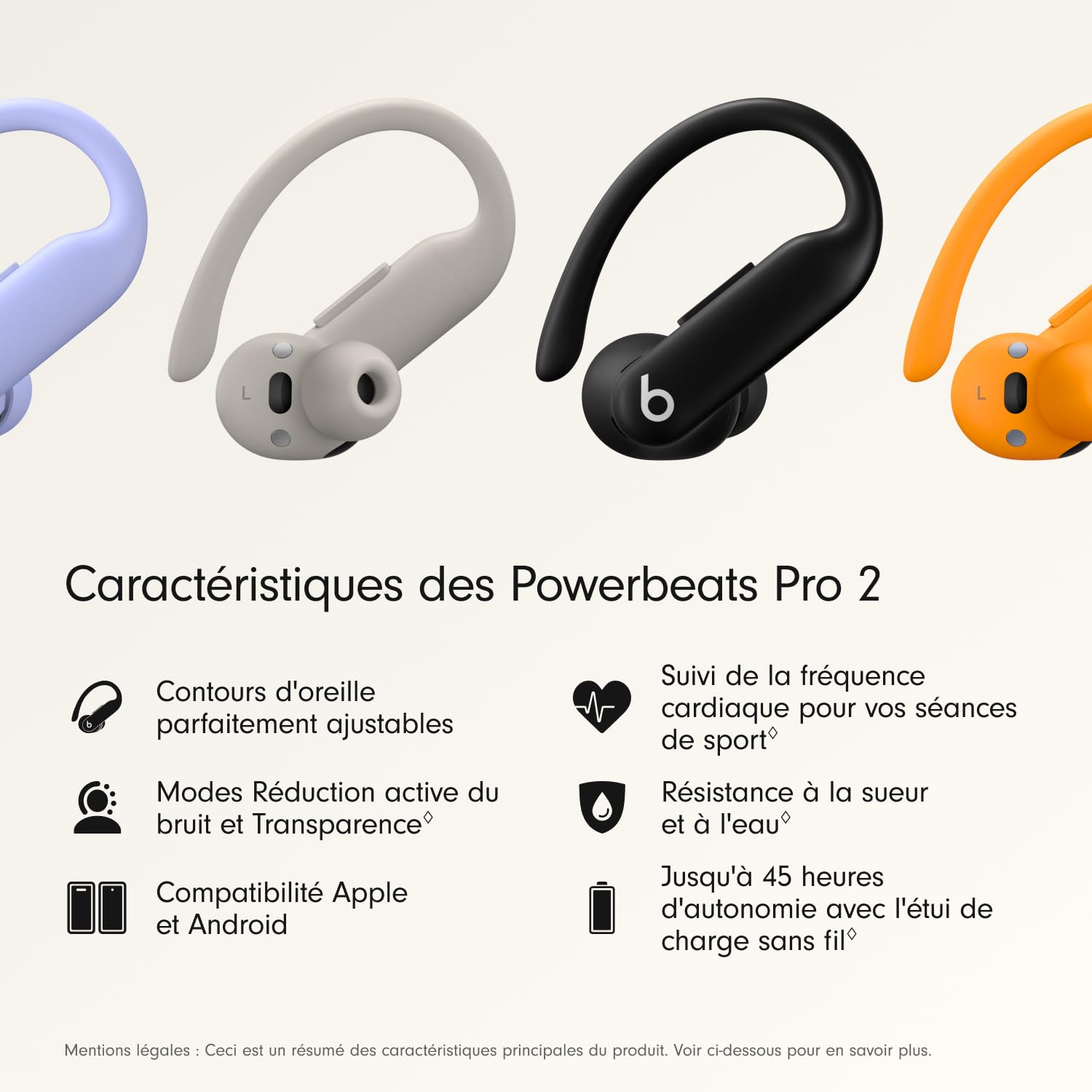 Beats Powerbeats Pro 2 Écouteurs Bluetooth sans Fil- Suppression du Bruit, Suivi de la fréquence Cardiaque, IPX4, Jusquʼà 45H avec Étui de Recharge, Compatible Apple & Android - Obsidienne