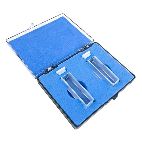 Miniatura 3 de QWORK Cuvetas de cuarzo de 38" para espectrofotómetro, 2 piezas cuadrado UV sellable cuarzo cubeta 0.1 fl oz celda de absorción de células para