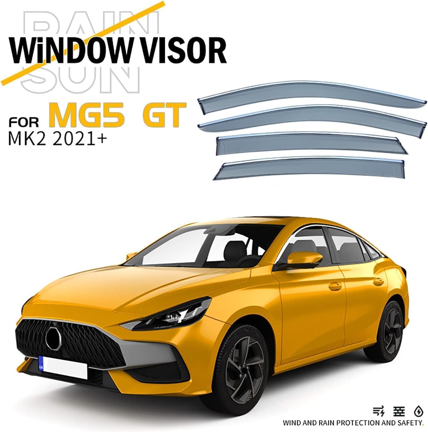4 Pcs Car Window Wind Deflectors for MG5 GT MK2 2021 2022 2023, Front and Rear Side Windows Sun Visors Rain Shield Accessories