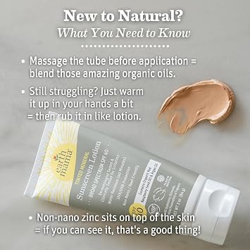 Earth Mama Tinted Mineral Sunscreen Lotion SPF 40-3 oz - Non-Nano Zinc - Broad Spectrum Tinted Sunscreen - Blends with Most Skin Tones