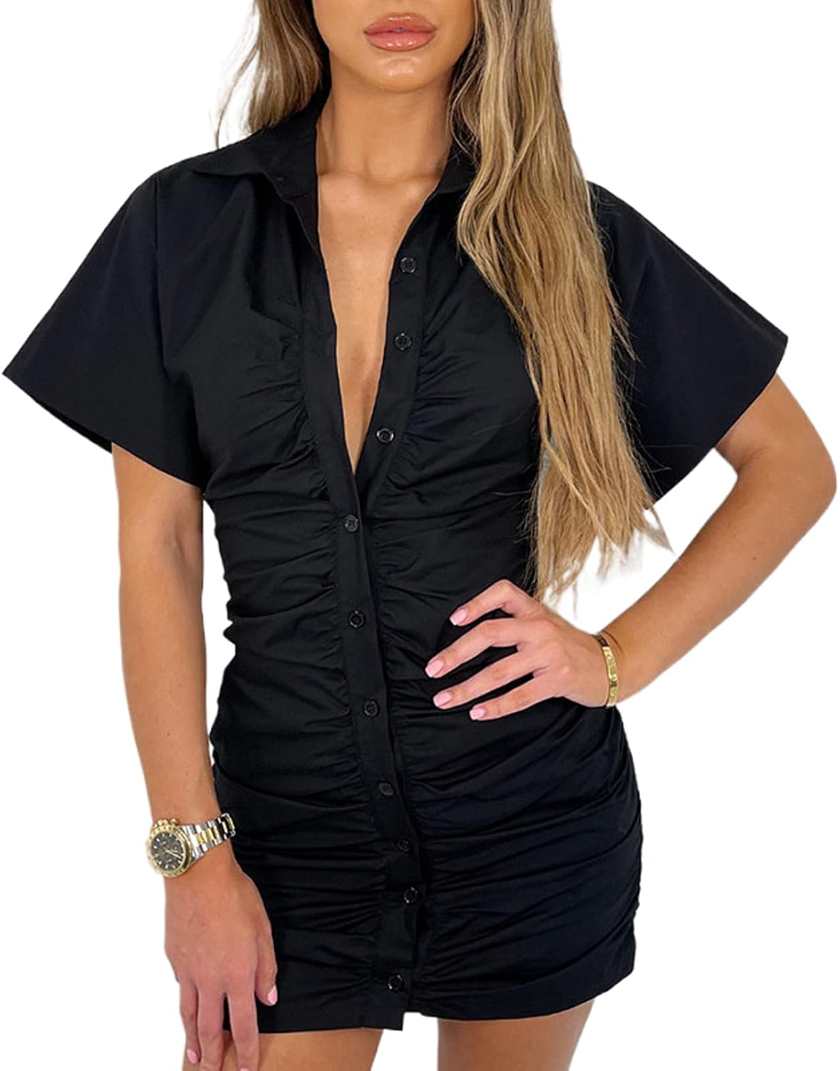 button down mini dress