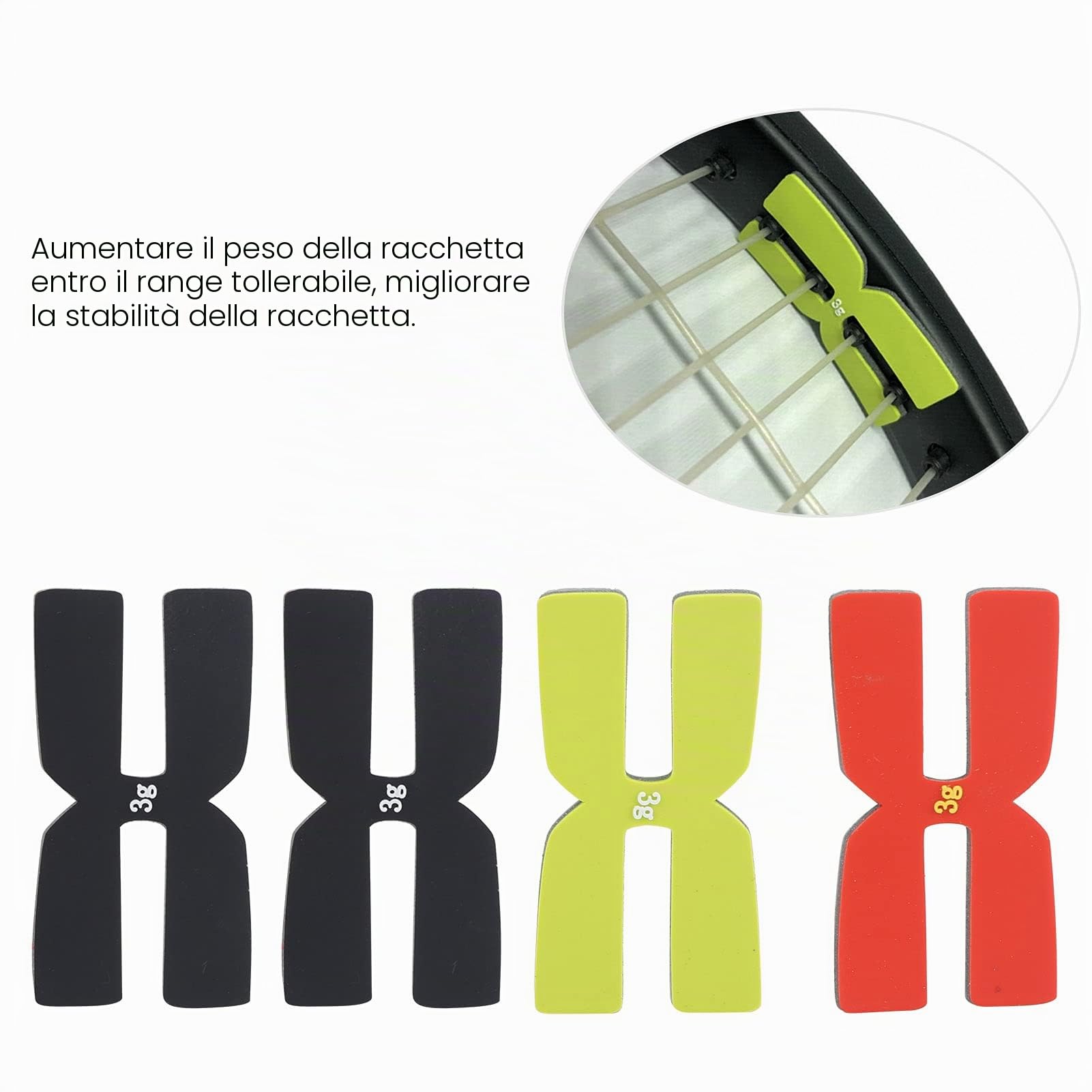 Strisce di Bilanciamento del Peso della Racchetta da Tennis, Set di Bilanciamento del Peso della Racchetta da Tennis in Silicone Tipo H da 6 Pezzi