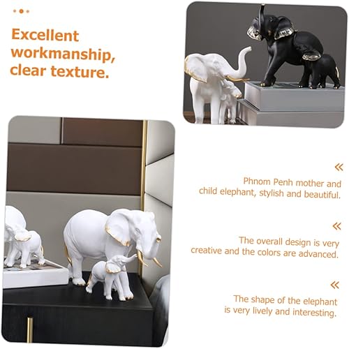 Miniatura 8 de jojofuny Decoración para el hogar 1 juego de adornos de madre e elefante, decoración de oficina para madre e hijo, adorno de arte animal, decoración
