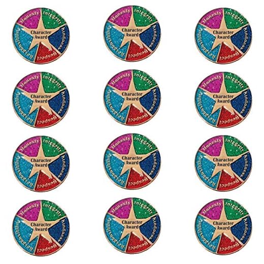 TCDesignerProducts Character Award Gold Star Glitter Award Pin, Pack of 12