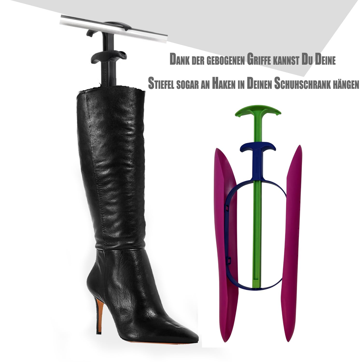 DELFA Juego de 3 pares de moldes para botas con innovador elemento de resorte Sensomatic, tensor de botas, longitud 35 cm