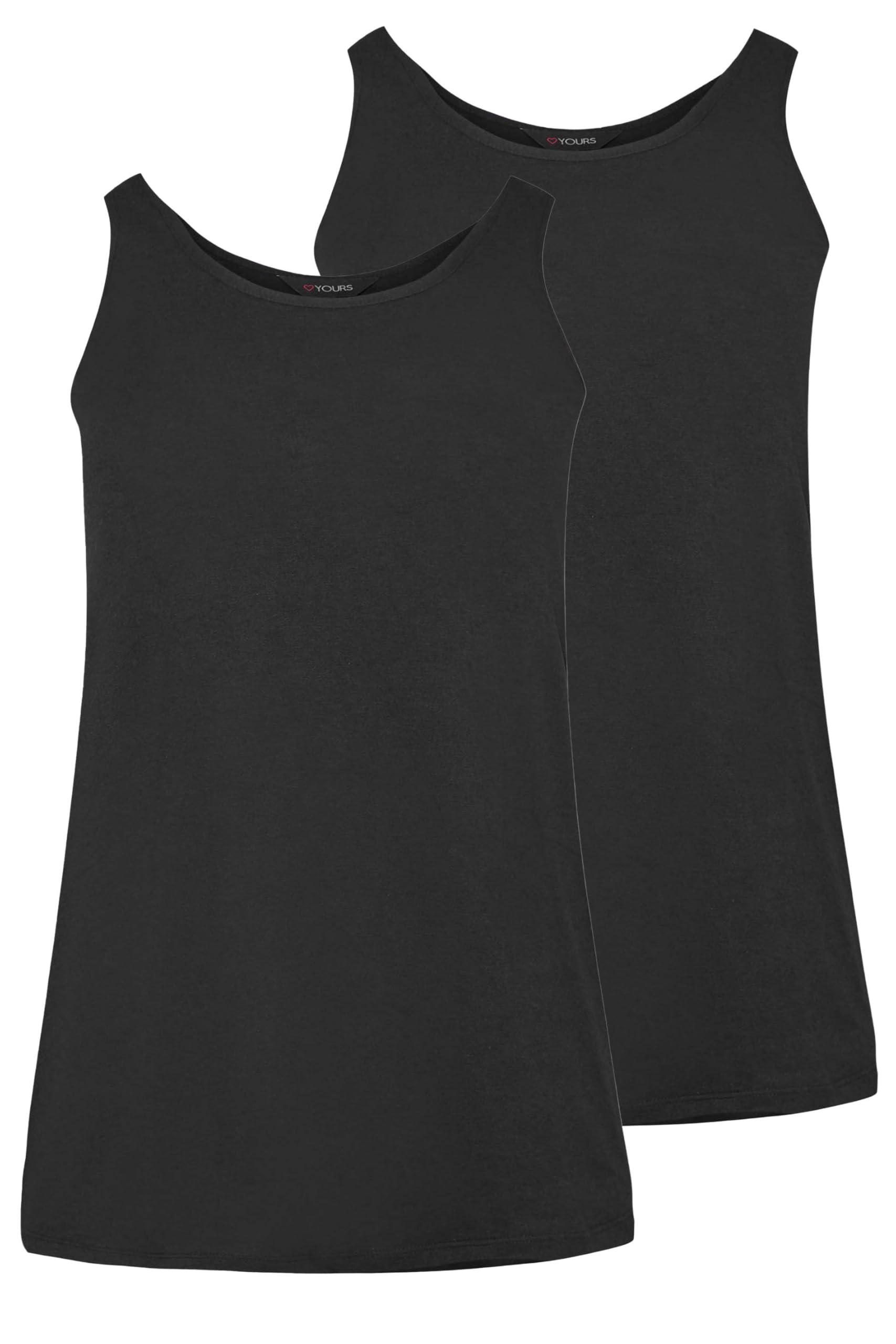 Yours Women's Black Yourset 2 Pack Curve Core Vest Tops - Plus Size Curve