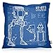 VOID AT-ST Cianotipo Cojín con Dibujo Funda de cojín Funda para Outdoor Indoor Fotocalco Azul Andador, Kissen Größe:80 x 80 cm