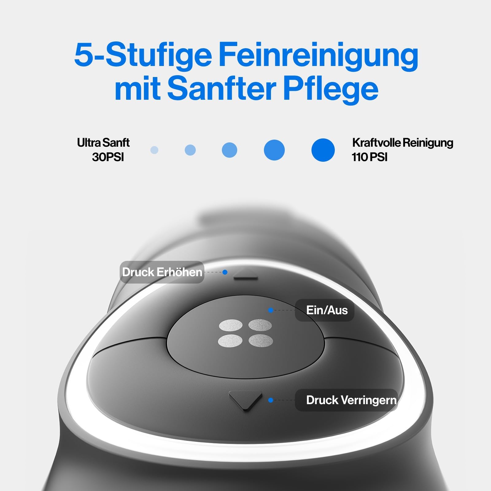 usmile C30 Tragbare Munddusche Kabellos, 300 ml Wassertank, 5 Druckstufen, S-Düsen für Zahnspangen & Invisalign, USB-C wiederaufladbar, IPX7 wasserdicht, Schwarz
