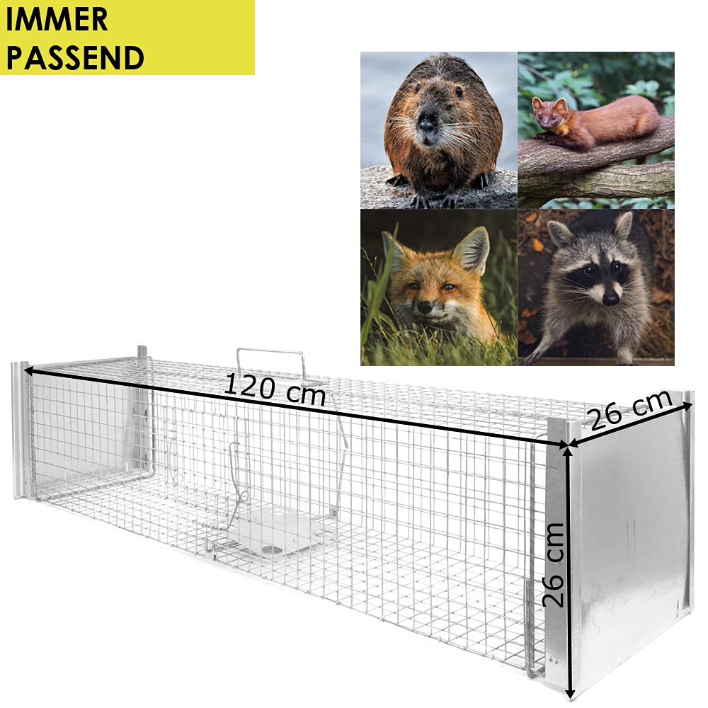 Gabbia Trappola per Animali Talpa Ratto Mouse Topo Nutria 120x 26 x 26 cm Petigi