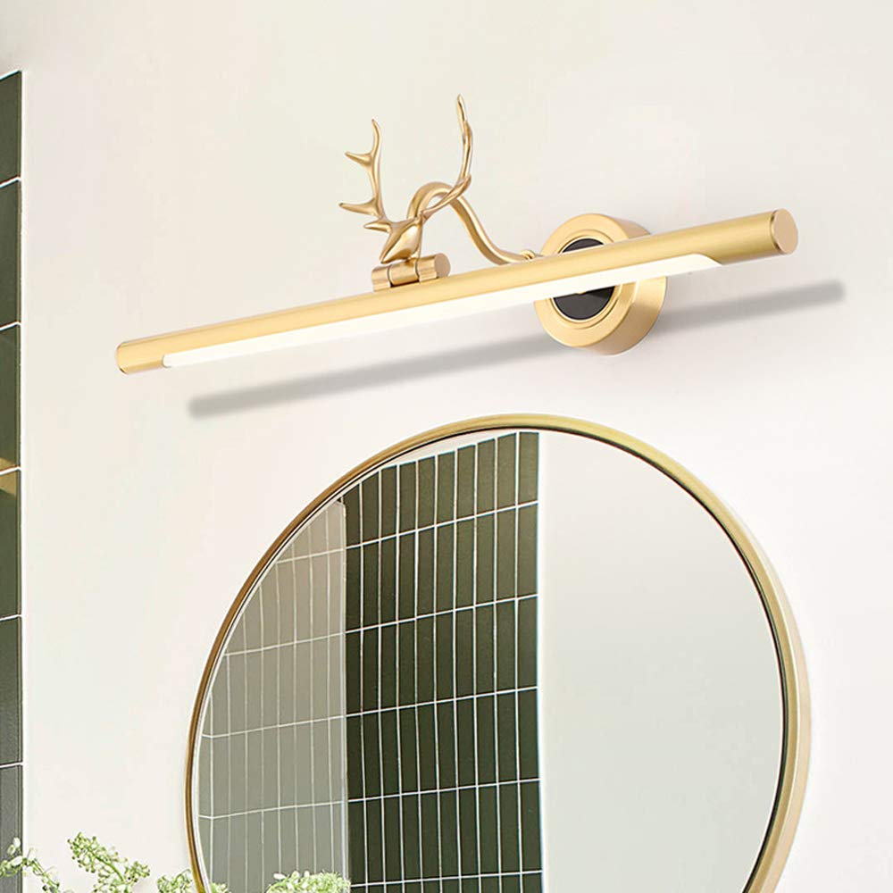 Antyczne mosiężne oświetlenie lustrzane LED, 11W Vintage łazienka Vanity Light, akrylowy kinkiet łazienkowy, oświetlenie nad lustrem lustrzana, 57cm, czarna