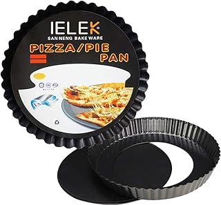 Tart Flan Pie Pan Nonstick Heavy Duty 10 Inch Quiche Cheese Molds With Removable Loose Bottom Fluted