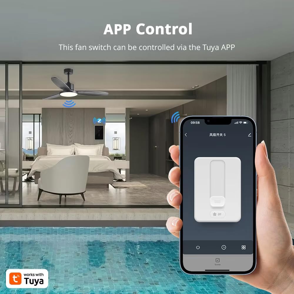 Yagusmart Tuya Zigbee Smart Fan Switch, Speed Control, Works with Alexa and Google (Neutral Wire Required, Zigbee Hub Needed) - Image 4