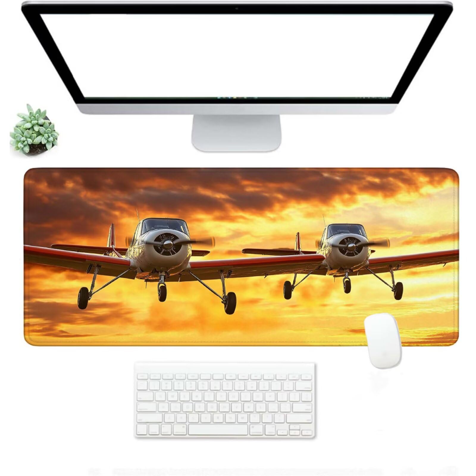 Tappetino per Mouse XXL 1400x600x3mm,Tappetino Mouse giallo,Grande Mousepad aereo con Idrorepellente e Base in Gomma Antiscivolo,Lavabile Tappeto Scrivania da Gioco per Gaming,Ufficio Accessori W-338