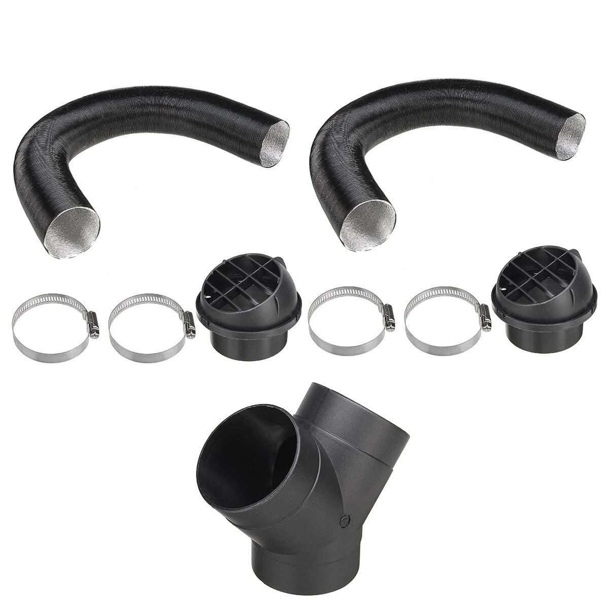 Conduit de tuyau de 75 mm + sortie d'air chaud + branche en Y + collier de serrage pour chauffage diesel de stationnement