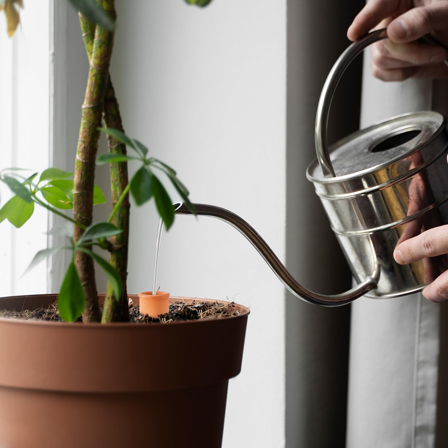 Lot de 4 Pots d'arrosage en Terre Cuite 7,9 x 7,9 x 15,2 cm avec système d'arrosage Simple pour Plantes d'extérieur