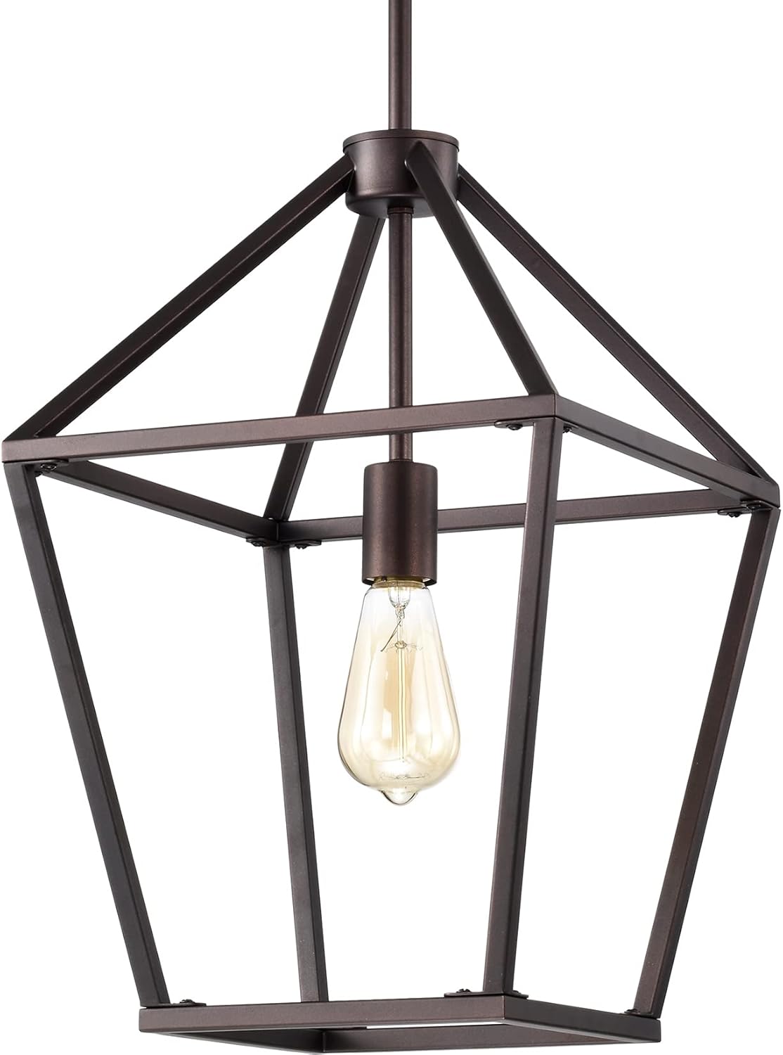 MICSIU Single Light Pendants for Kitchen Island, Adjustable Height Ceiling Light with E26 Base Socket, Oil Rubbed Bronze Chandeliers for Dining Room, Living Room, Study Room, Foyer, Game Room Cage 1-Light Bronze