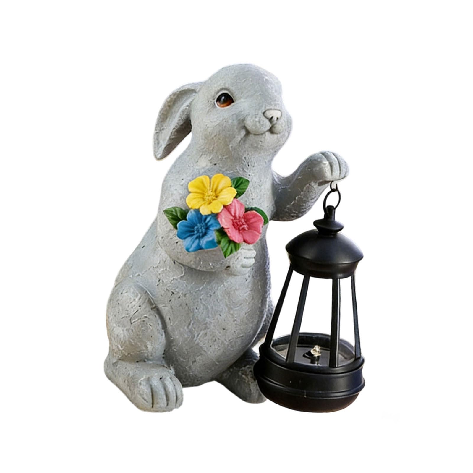 Shntig Solar Powered Watertight Resin Easter Rabbits Light for Garden Outdoor Decor Easter Outdoor Solar Lamp