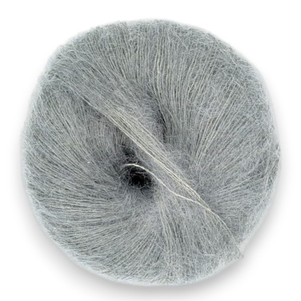 Fulffy, Premium Super Kid Mohair and Silk Lace-Weight Knitting and Crochet Yarn, 25g - Halo Kid Silk 565 Storm
