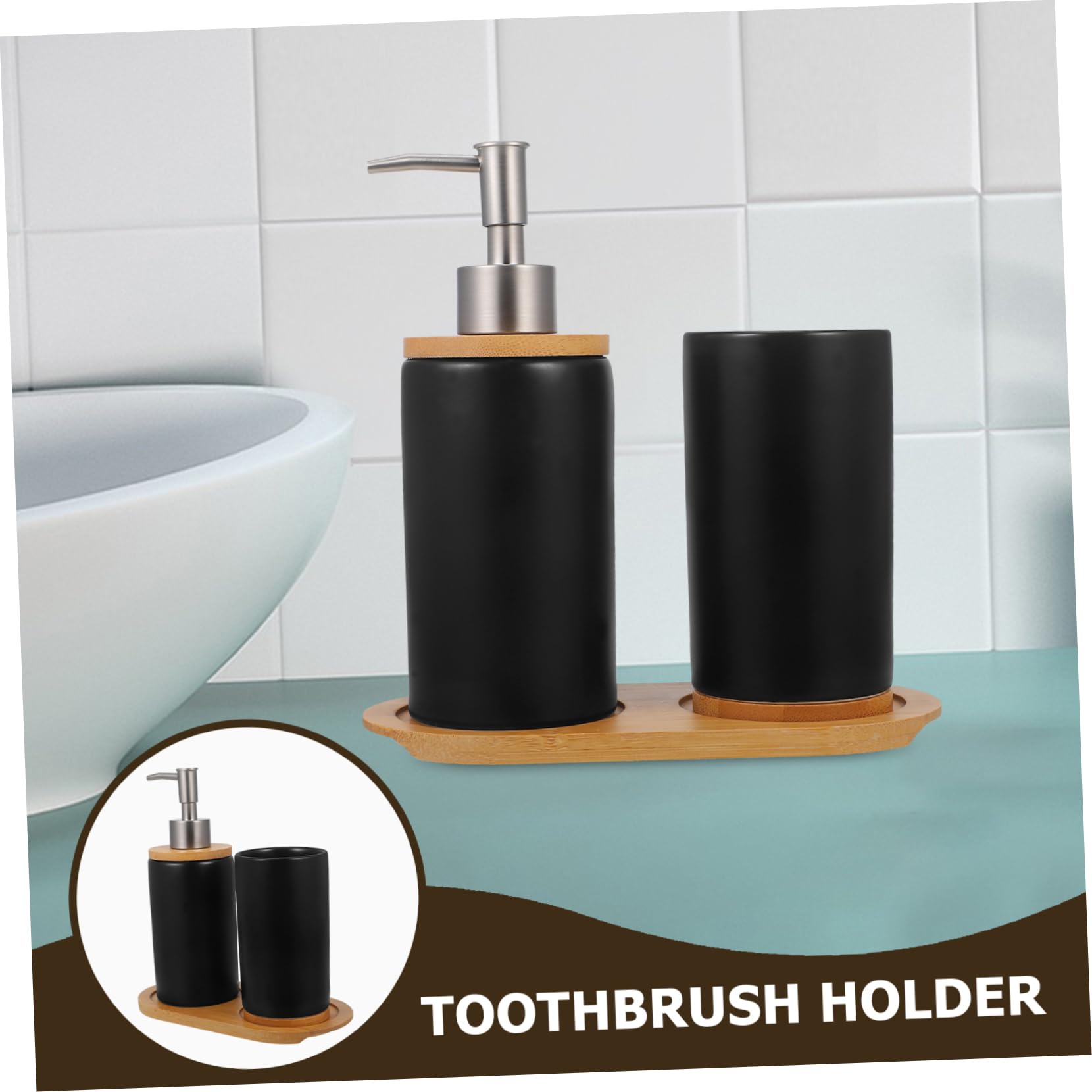 Hemobllo Taza de Lavado de Cerámica Soporte para Cepillo de Dientes Recipiente para Loción Accesorios para Baño de Baño Vaso para Enjuague Bucal