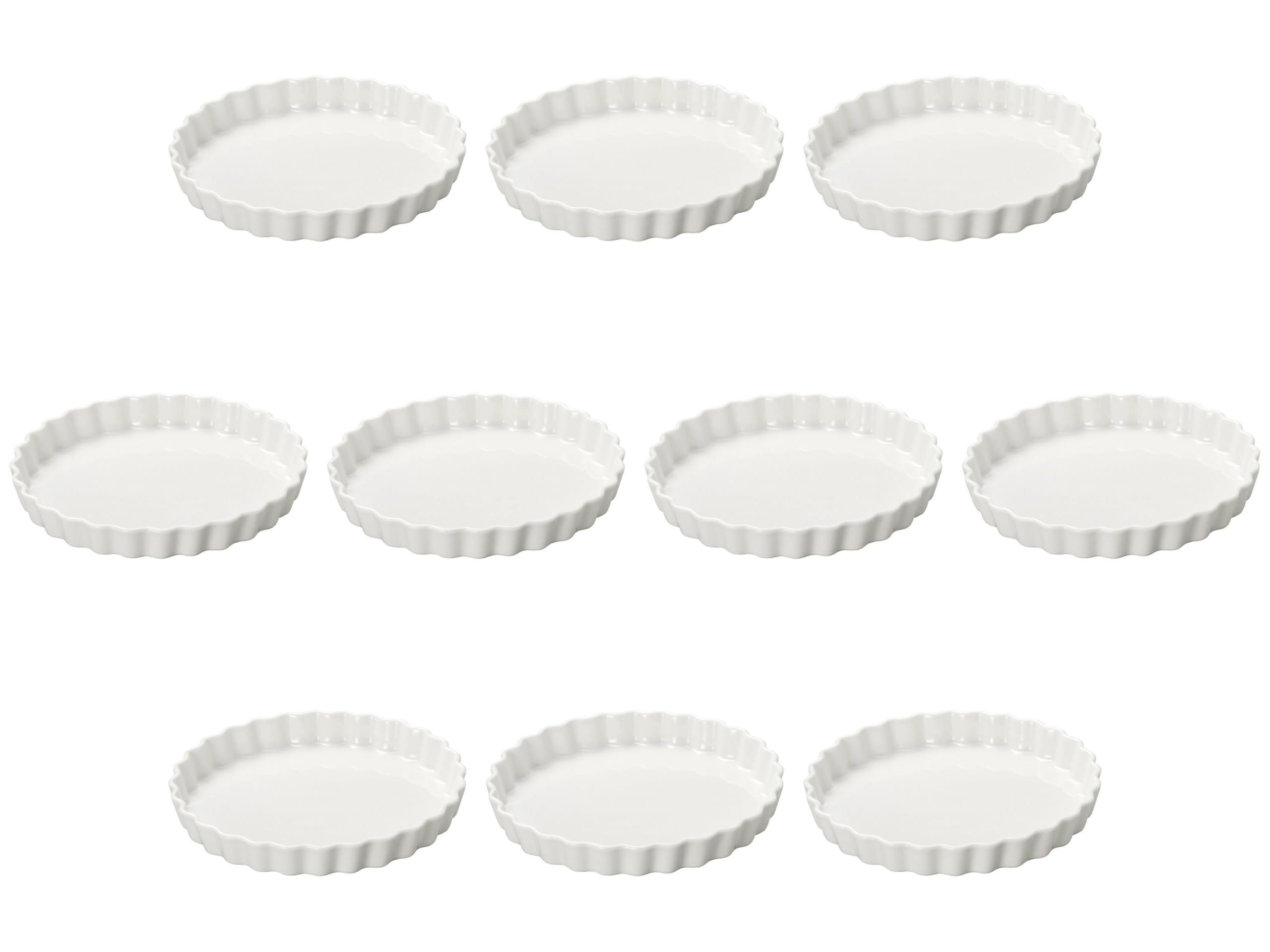 Set of 10 White Round 4 Pie Plates [4.1 x 1.0 inches (10.3 x 2.6 cm) | Setomonohonpo Pie Plate, Ceramic