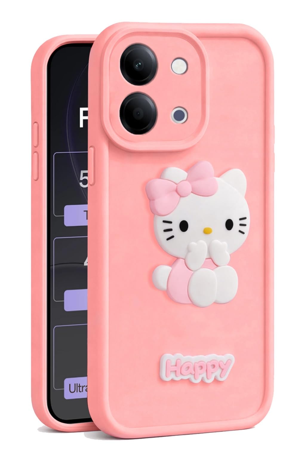 AeoFit Cute 3D Cartoon Soft Silicone Back Cover for Vivo Y21 5G – Stylish Design Slim Protective Case with Camera Protection for Vivo Y21 5G (Pink)-image-3