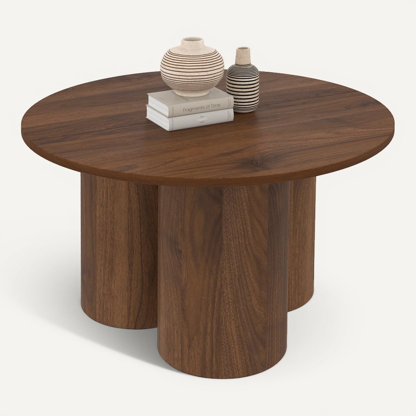 IDMarket Eloise – Mesa baja redonda 70 cm madera efecto nogal
