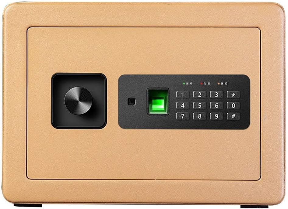 Security Fingerprint Durable Practical Strong Steel Safety Box Money Cash Storage Hotel for Home Office Business (Color Gold,Size : One Size) Safe