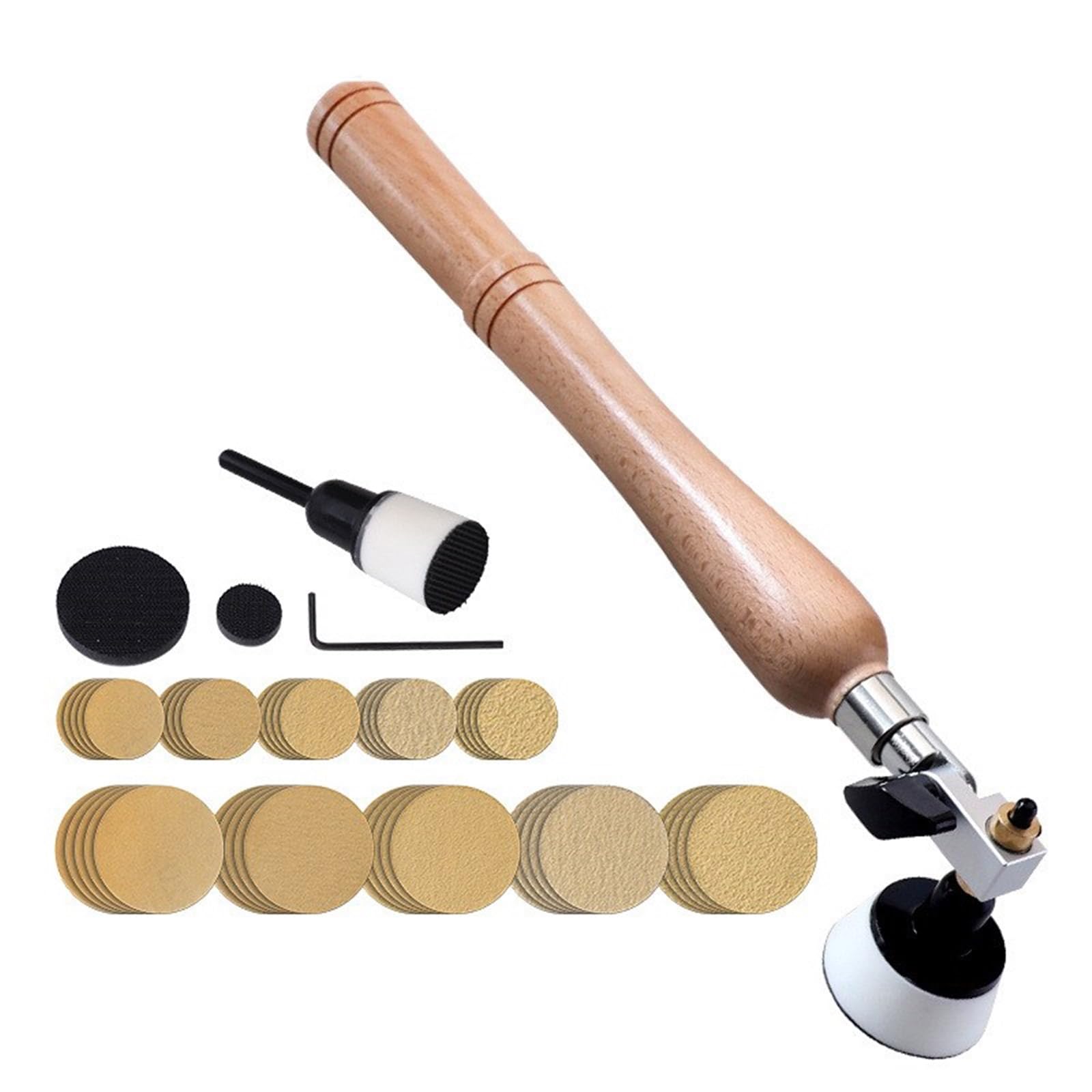 Kits de lijado de cuencos, bloque de lijado, herramientas de torno de madera con discos de lijado de gancho, placas de respaldo de 2.5 cm, almohadilla de interfaz de espuma
