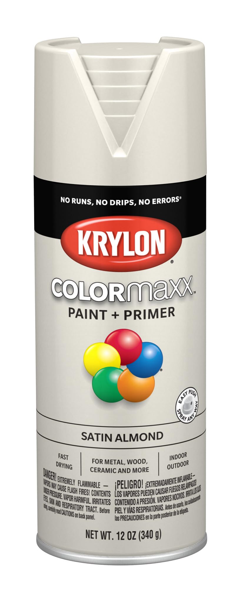 Krylon K05554007 COLORmaxx Spray Paint, Aerosol, Almond