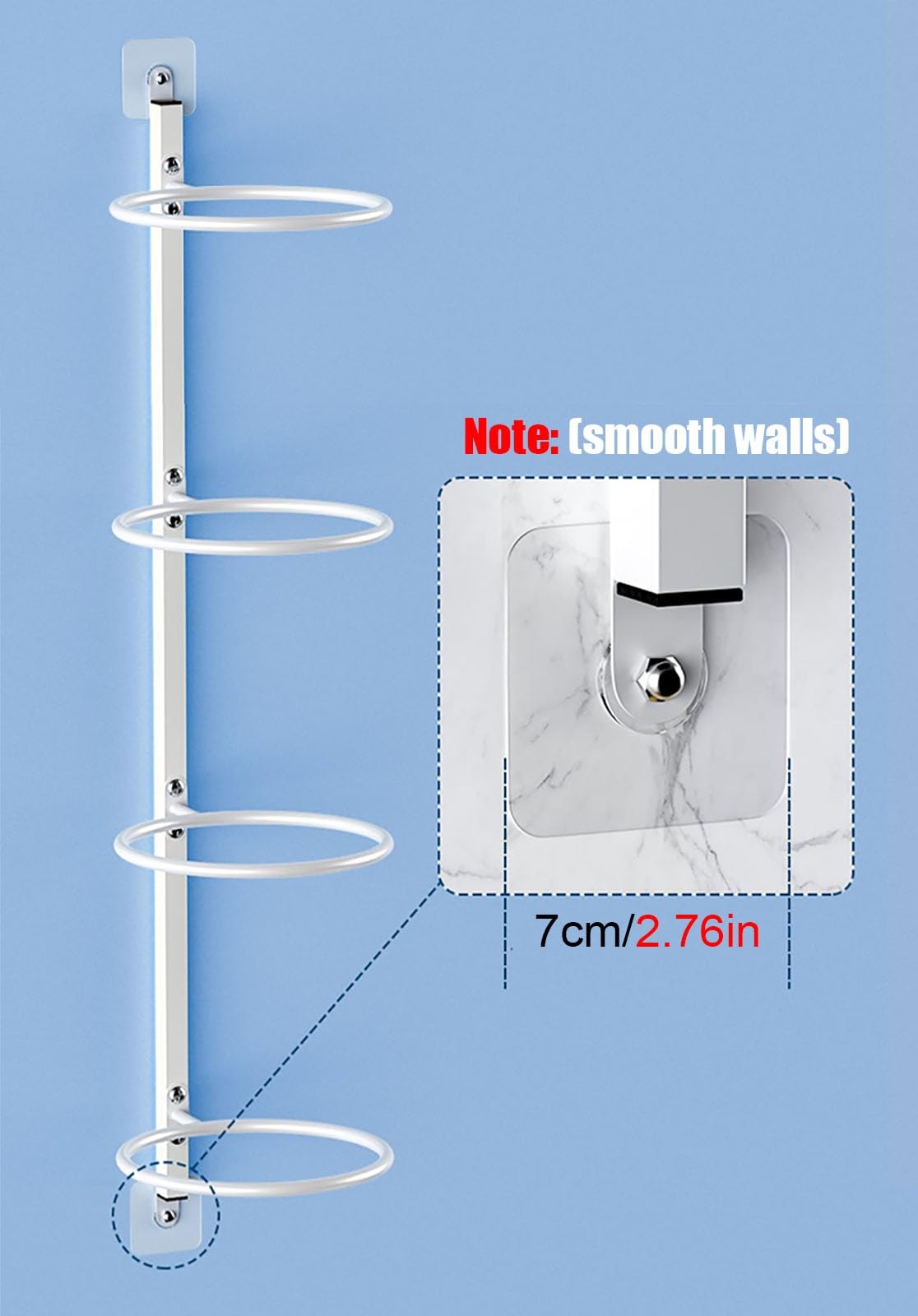 Soporte de metal para pelotas de baloncesto, voleibol, fútbol, soporte de pared para gimnasio en casa, equipo deportivo, color blanco (tamaño: 74 x 18 cm)