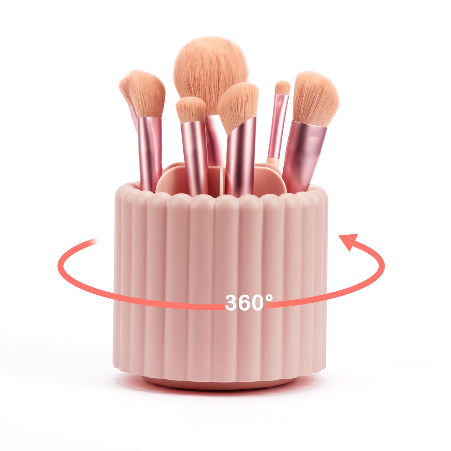 Gobelet rotatif à 360° pour pinceaux de maquillage, organiseur de pinceaux mignons, 7 emplacements amovibles pour coiffeuse, commode, bureau, 12,7 cm | 1 lot