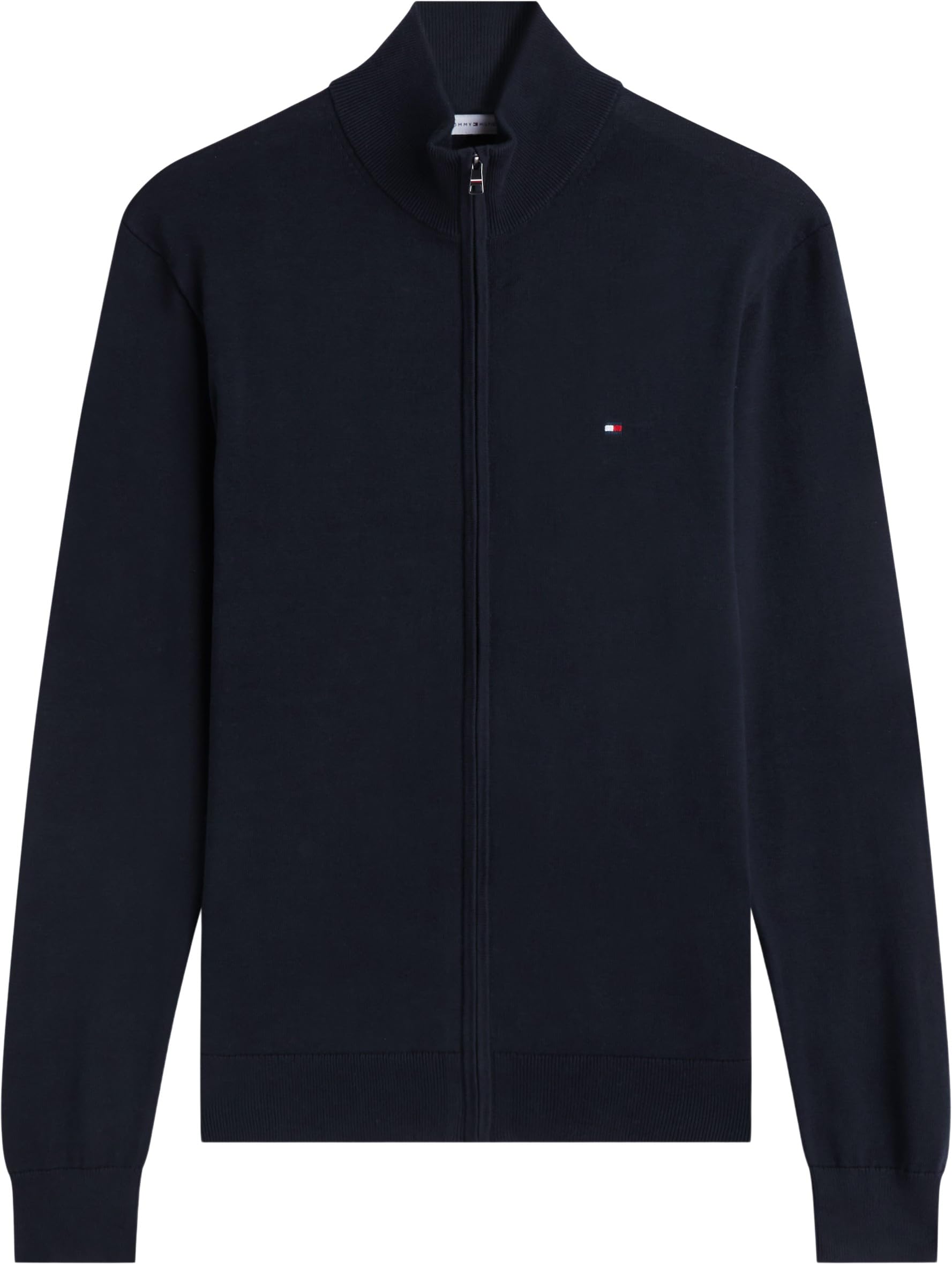 Tommy Hilfiger Pull avec Fermeture Éclair Homme Essential Cotton Zip Thru Col Montant