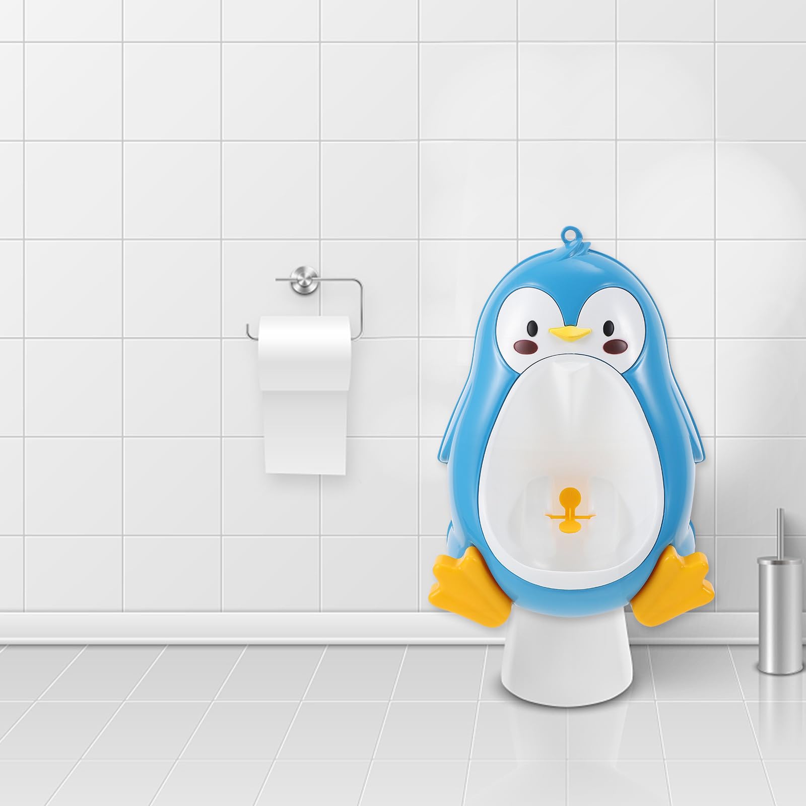 Vaguelly Urinal Leicht zu Reinigen und Bequem zu Benutzen Kinder aus Pp in Blauer Pinguinform Töpfchen und Training für Jungen zur Badezimmerdekoration