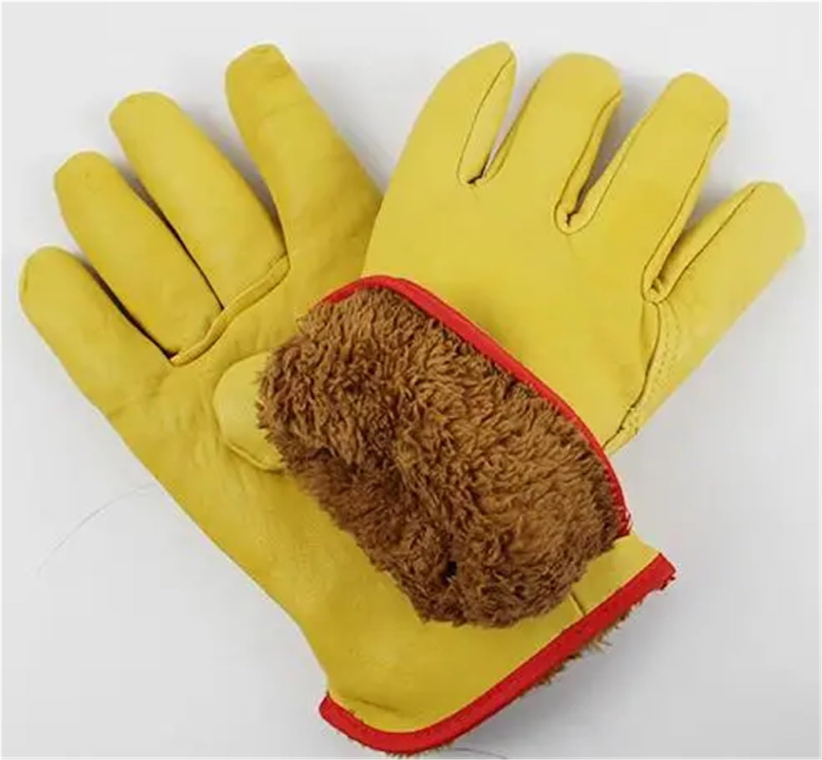 Gants De Travail D'Hiver 2 paires de gants travail d'hiver en cuir, moto thermiques, doublure coton for temps froid, for congélateur, adaptés à tous Pour L'Hiver