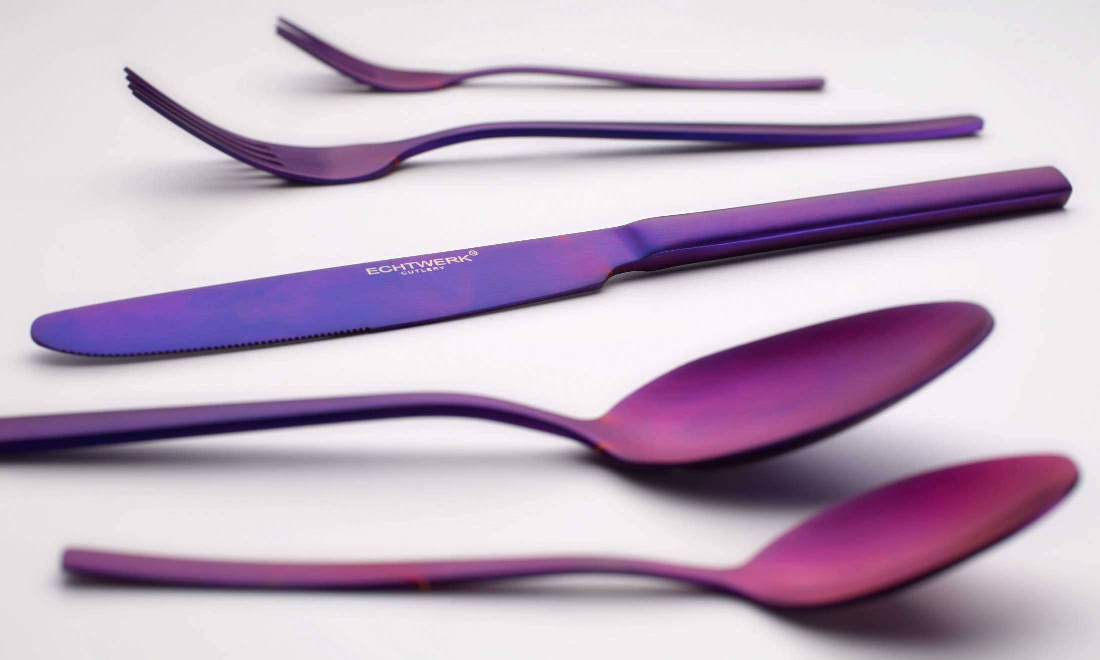 ECHTWERK Tafelbesteck Positano, Besteck-Set, Purple Edition, 30-teilig, für 6 Personen, Edelstahl 18/10 - mattiert, inkl. Aufbewahrungs-Kassette