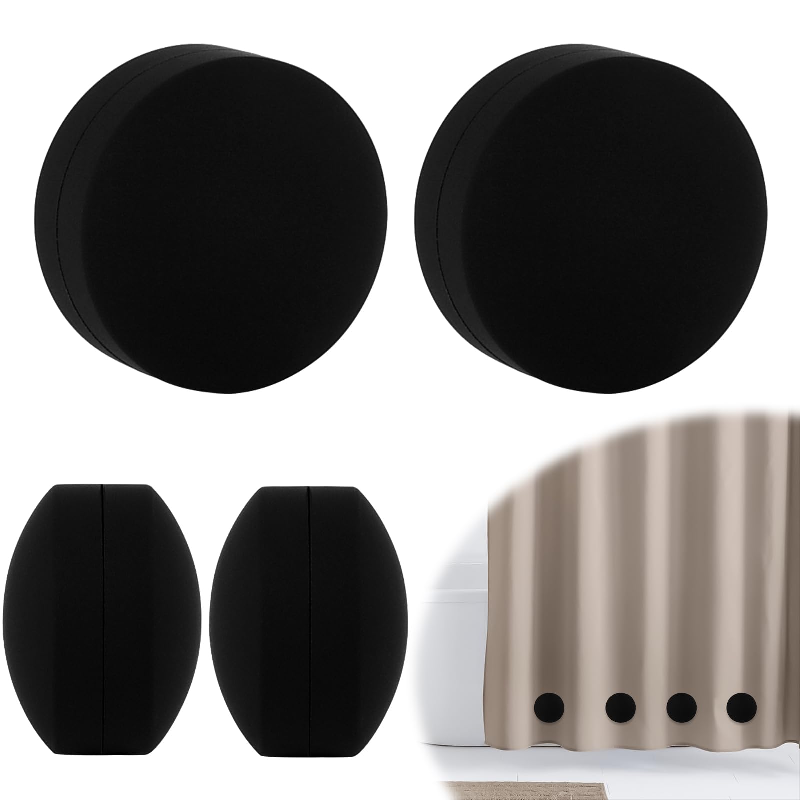 TopHomer 8-Pack Silicone Curtain Weights - 96g/Pair Strong Magnetic, Waterproof & Rust-Proof for Shower Curtains, Outdoor & Tablecloth Use