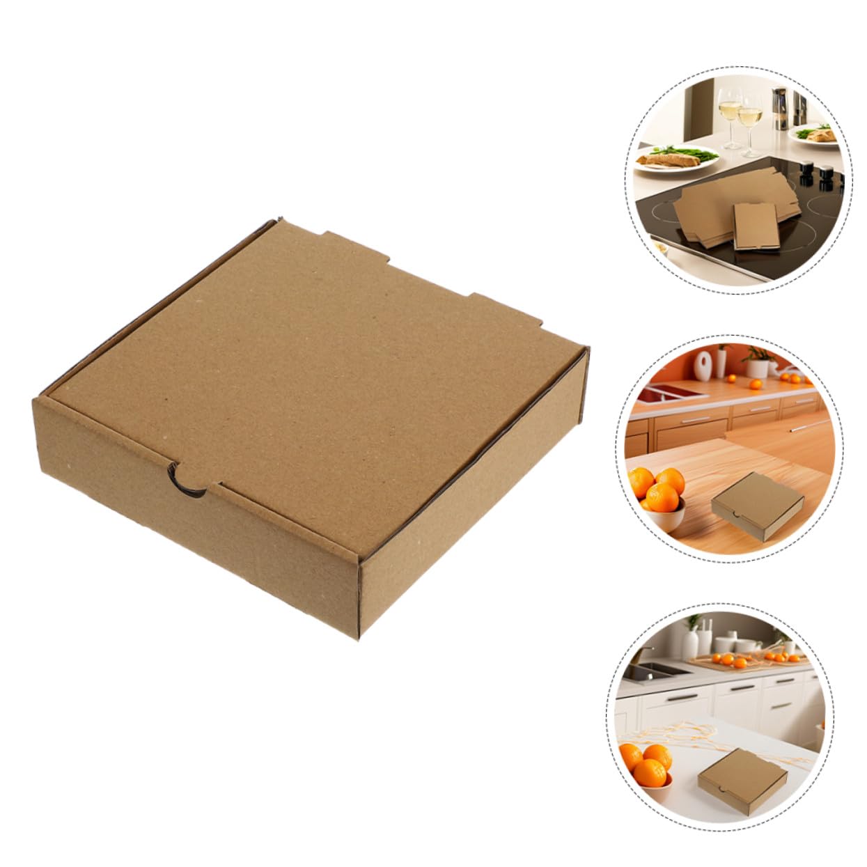 Alipis 20 Cajas de Pizza Kraft Planas, Contenedores de Cartón para Llevar Diseño Sencillo y Protección Duradera para Uso en Comida para Llevar