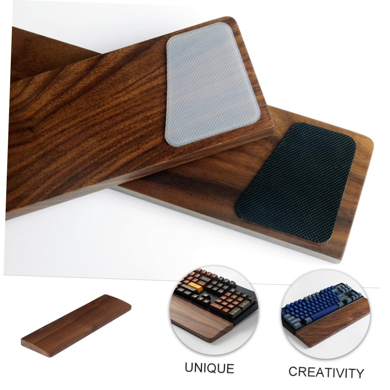 Housoutil Ergonomische Handgelenkauflage Komfortable Tastaturstütze aus Walnussholz 360x80mm Natürliche Holzstruktur für Computerarbeitsplatz