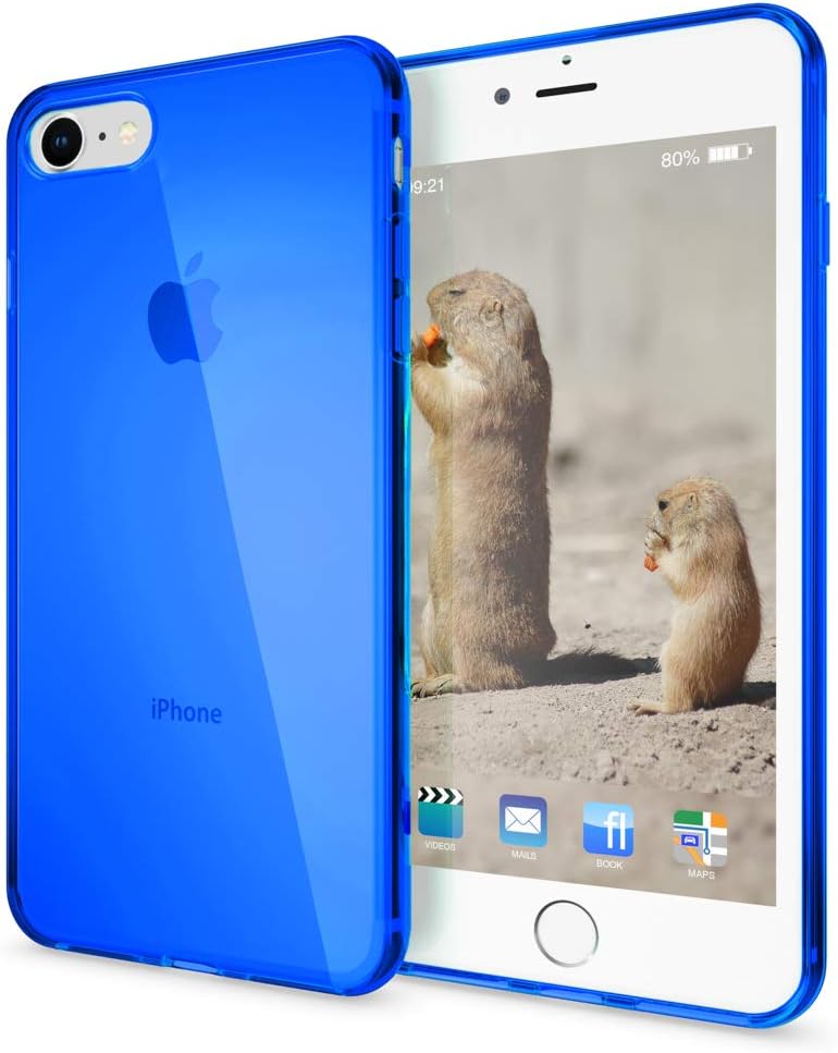 NALIA Silicone Cover Compatible with iPhone SE 2020/8 / 7 Case, Slim See Through Cover Protective Phone Gel Sturdy Bumper, Soft Mobile Cell Protector Crystal Back Rugged Shell - Blue Transparent