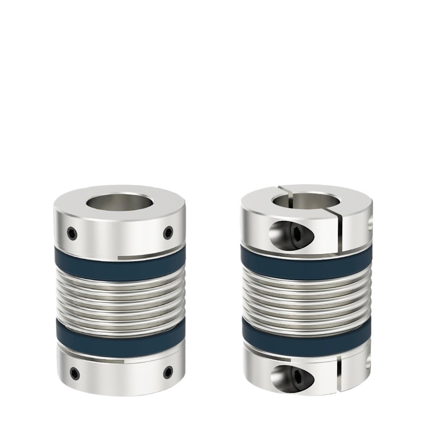 Couplage d'arbre élastique Flexible à soufflet en aluminium, 2 pièces