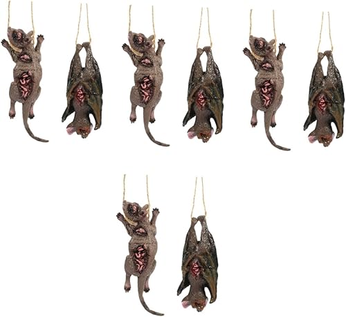 Miniatura 1 de ABOOFAN 4 juegos de accesorios de decoración de terror para Halloween, decoración de murciélago de Halloween, rata falsa de Halloween, accesorio de