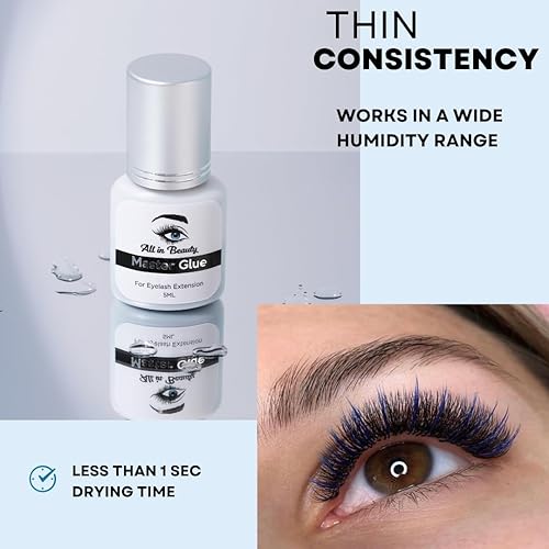 Miniatura 5 de All In Beauty Pegamento para extensiones de pestañas, pegamento extra fuerte, adhesivo para pestañas postizas, seguro para la piel, suministros de