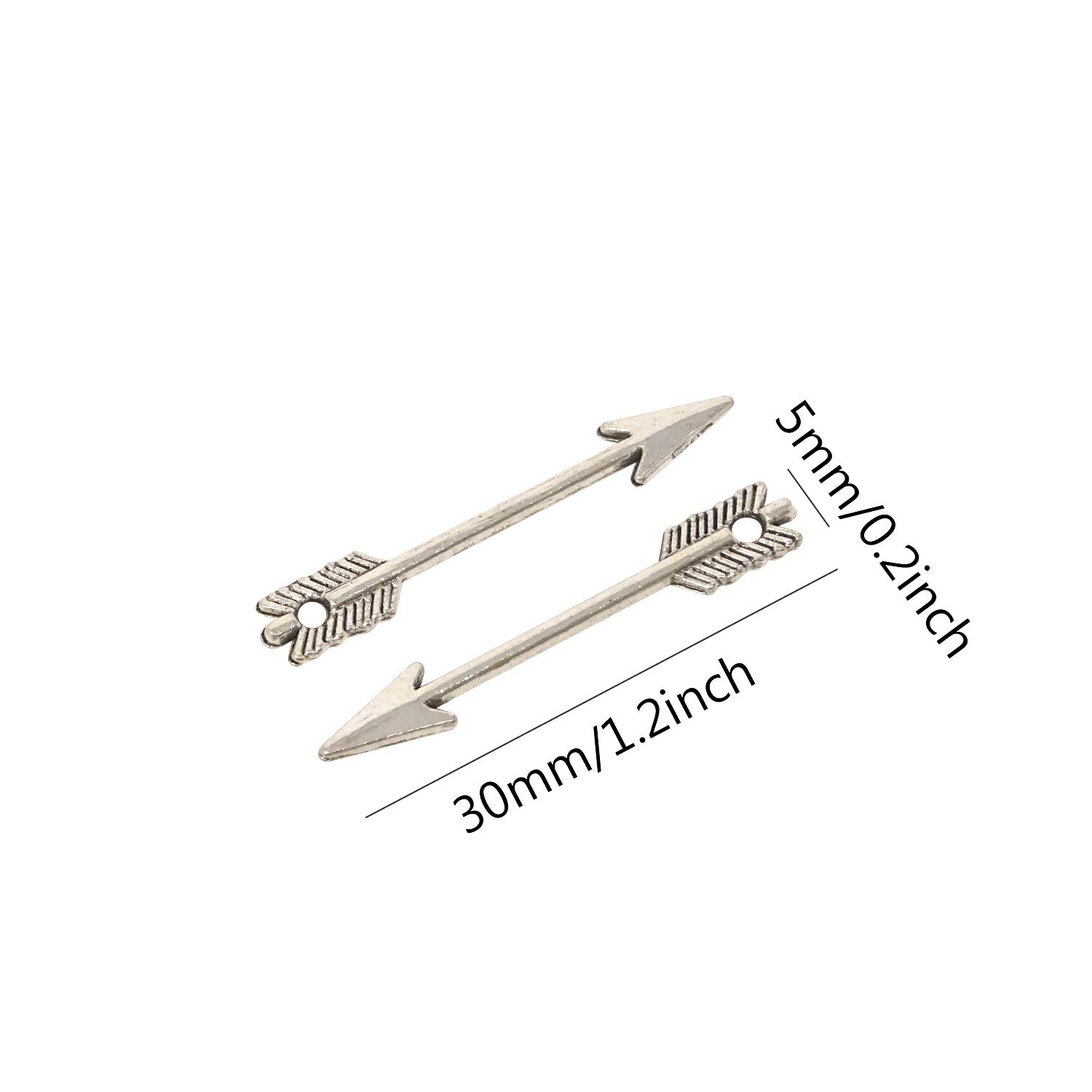 Honbay 100PCS 1.2inch Antique Silver Alloy Arrow Charms Pendant for Jewelry Making or DIY Crafts