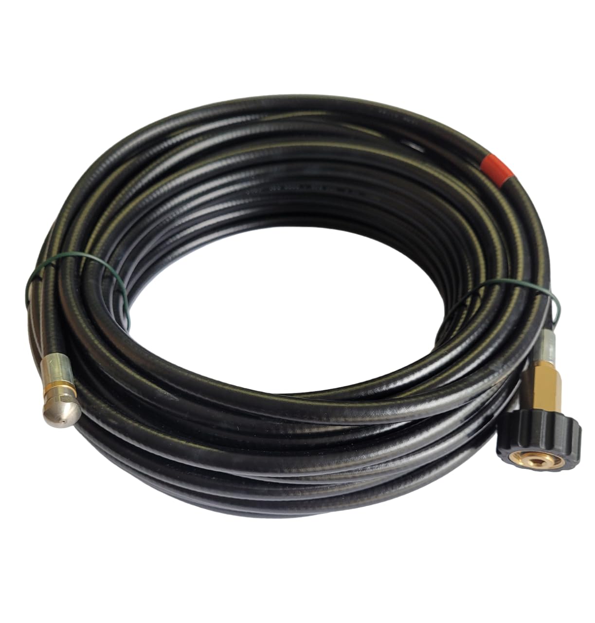 REINHOLD Tuyau de nettoyage de canalisations de 15 m, convient pour Kärcher M22 x 1,5IG, max. 200 bar avec buse de nettoyage à 4 voies DN5, nettoyage de canalisations, gouttières, tuyaux d'évacuation