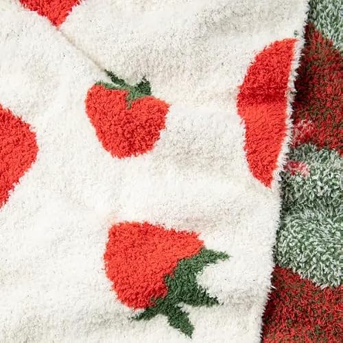 Big Blanket Co Premier Plush Oversized Blanket 6x6 ft Strawberry