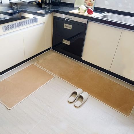 Amazon 洗える 肌触り 気持ちいい キッチンマット 北欧 滑り止め おしゃれ 台所 マイクロファイバー汚れにくい 吸水 カーペット 折り畳み タイプ 丸洗い 可能 ふわふわ ライトブラウン C D かわいい 台所 マッ玄関マット 玄関マット オンライン通販
