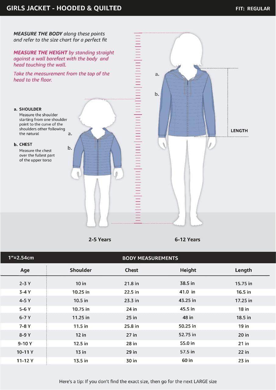 Amazon Brand - Jam & Honey Polyester Girls Quilted Winter Standard Length Jacket with Detachable Hood | Age 2-12 Years, Red - Image 5 thumbnail