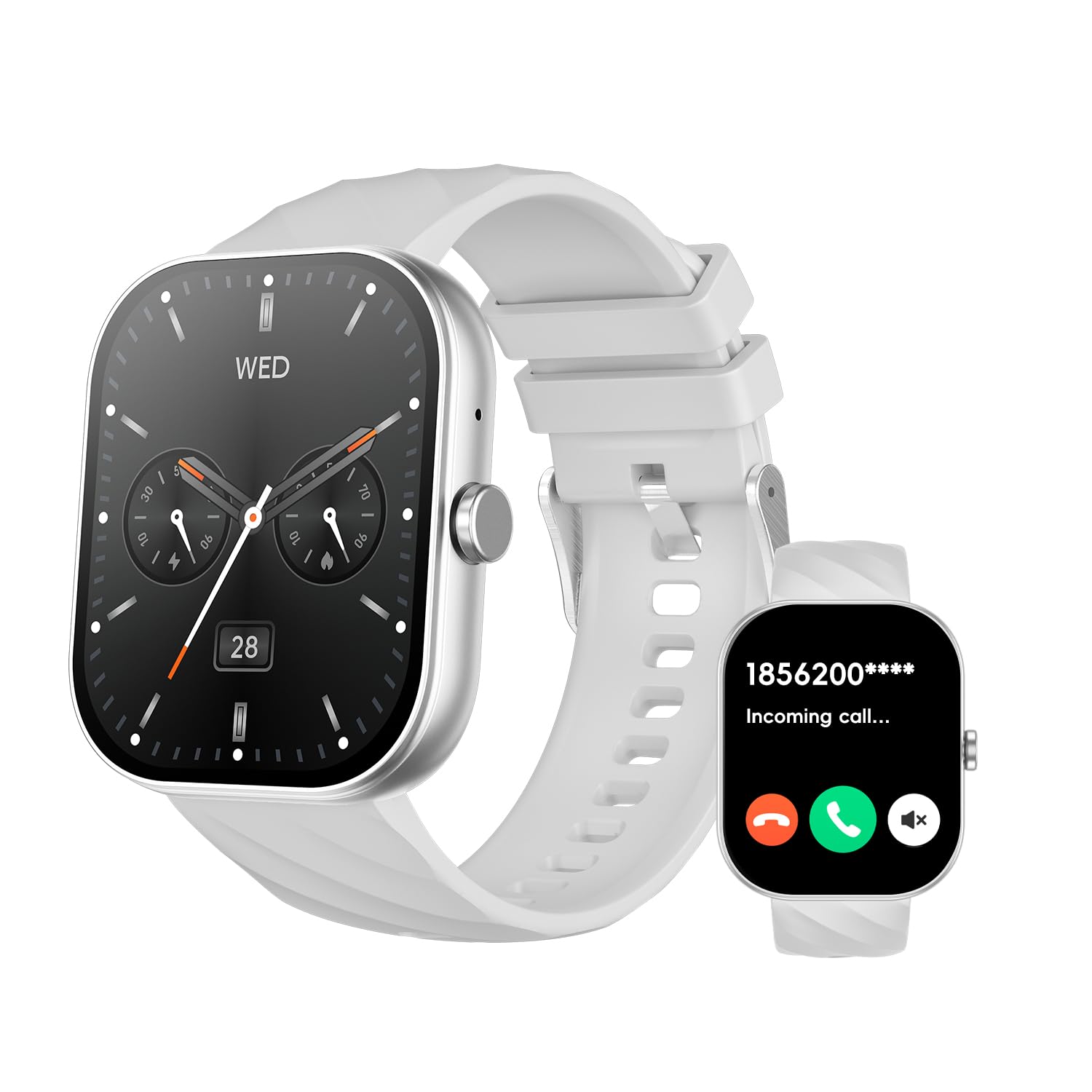 Reloj inteligente blanco para hombres y mujeres, pantalla AMOLED de 1.85 pulgadas, llamadas Bluetooth, cuerpo de titanio, impermeable IP68, rastreador de fitness, más de 100 modos deportivos