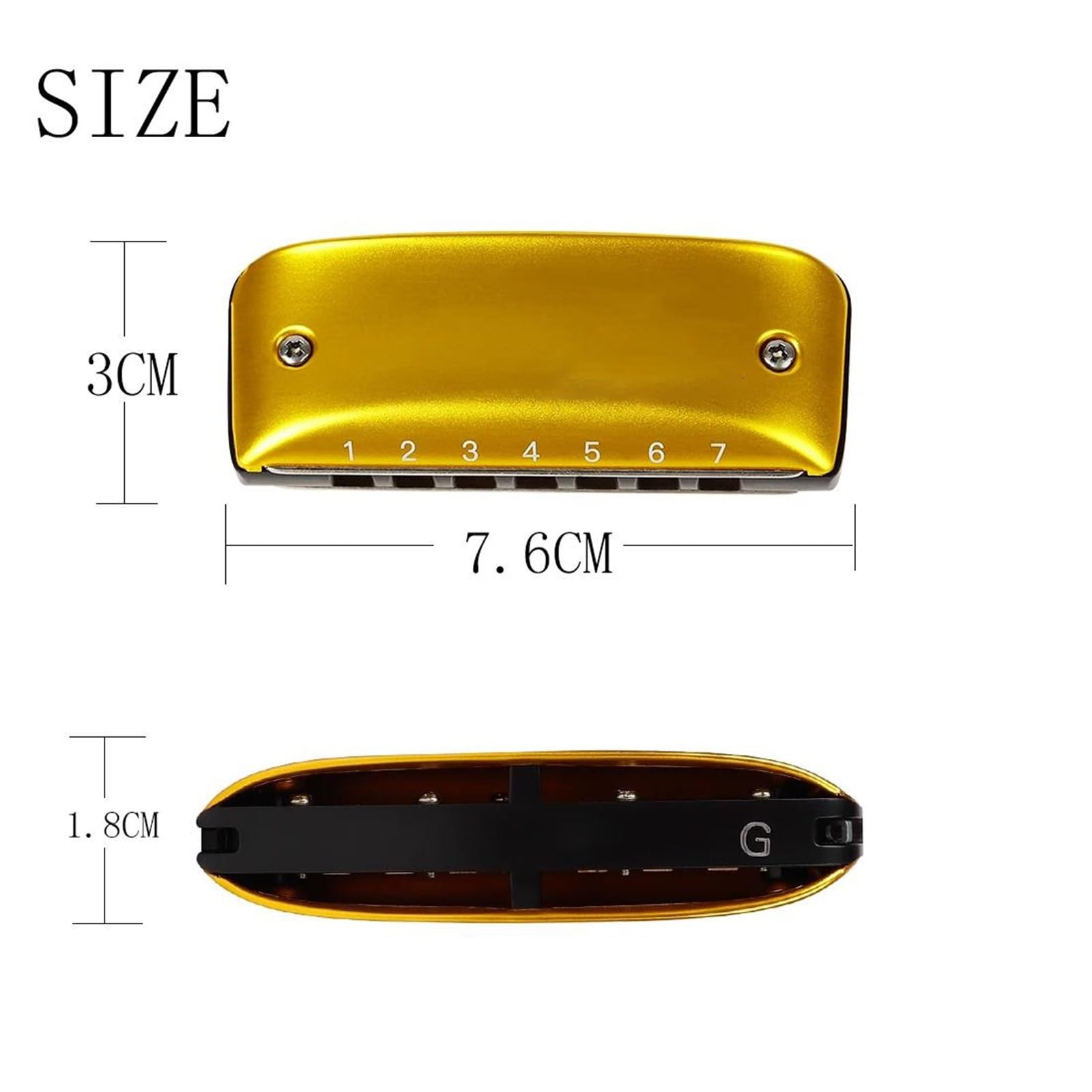 Harmonijka Blues Harmonijka 7-otworowa Blues Harp Instrument Dęty Drewniany Czerwony/Zielony/Fioletowy/Niebieski/Różowy/Żółty Dostępny(Yellow G)